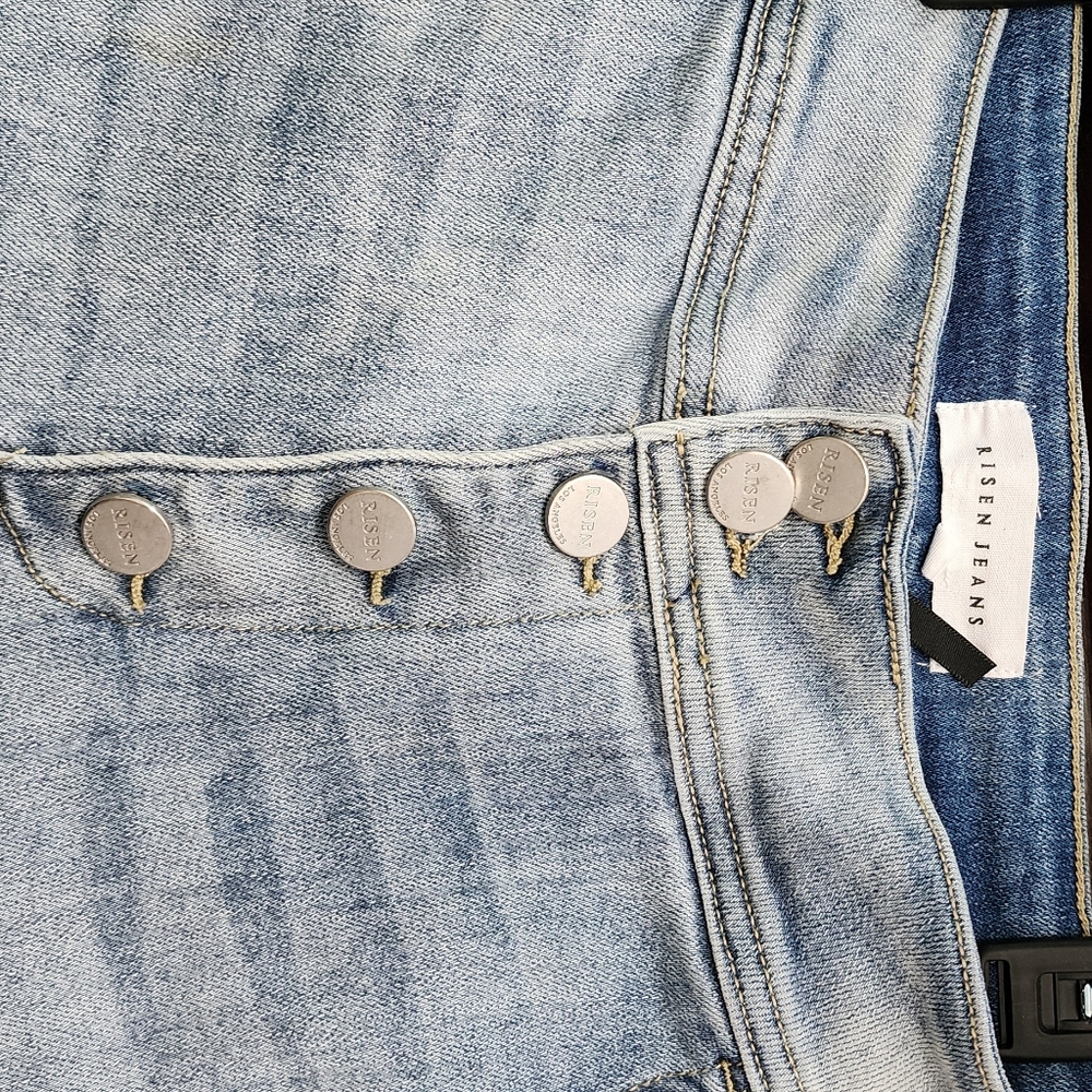 Risen Jeans – Size 5/27✨ Wide Leg | Light Distressed | Button Fly - Picture 2 of 4
